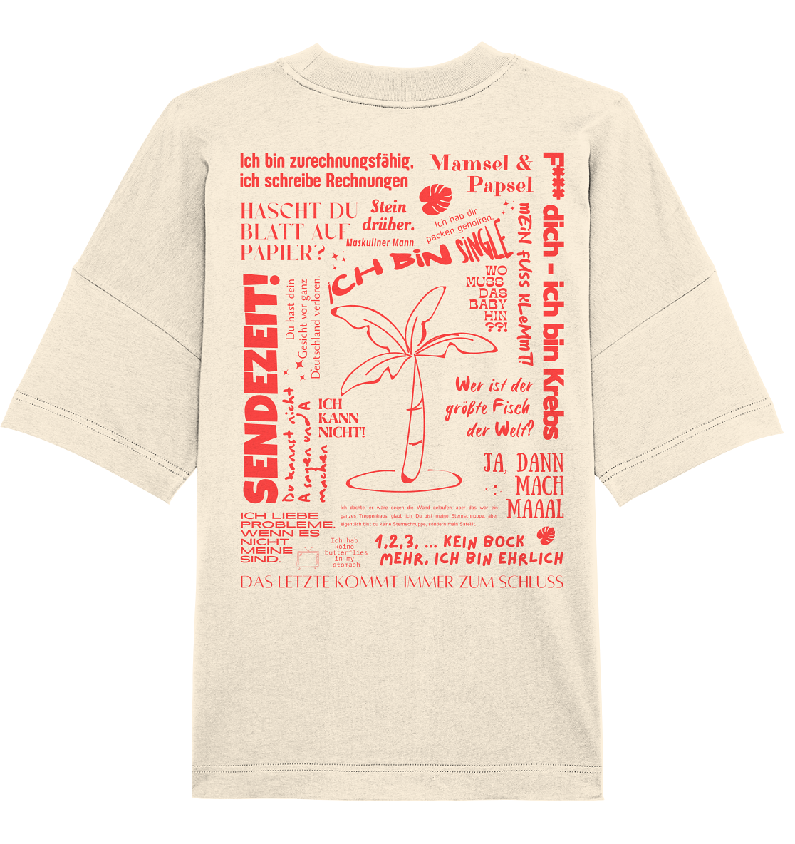 Best of Trash-TV Sprüche (Rot) - Organic Oversize Shirt UNISEX